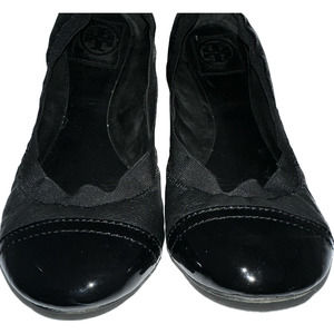 Tory Burch Black‎ Leather Ballet Flats with Patent Toe Size 9M